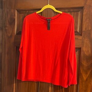 Eileen Fisher Women's orange Long Sleeve sweater knit top